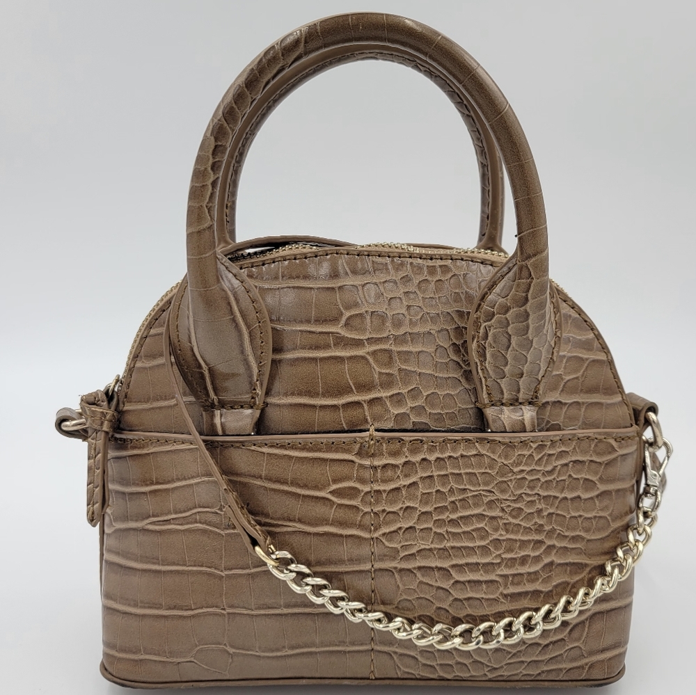 Zara Tan Vegan Leather Croc Print Crossbody